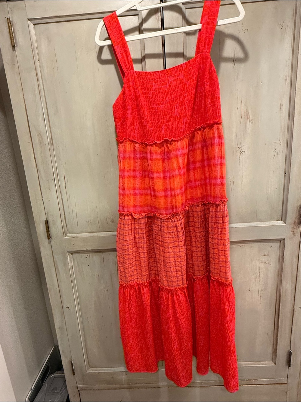 Desigual Coral and Orange Tiered Maxi Dress